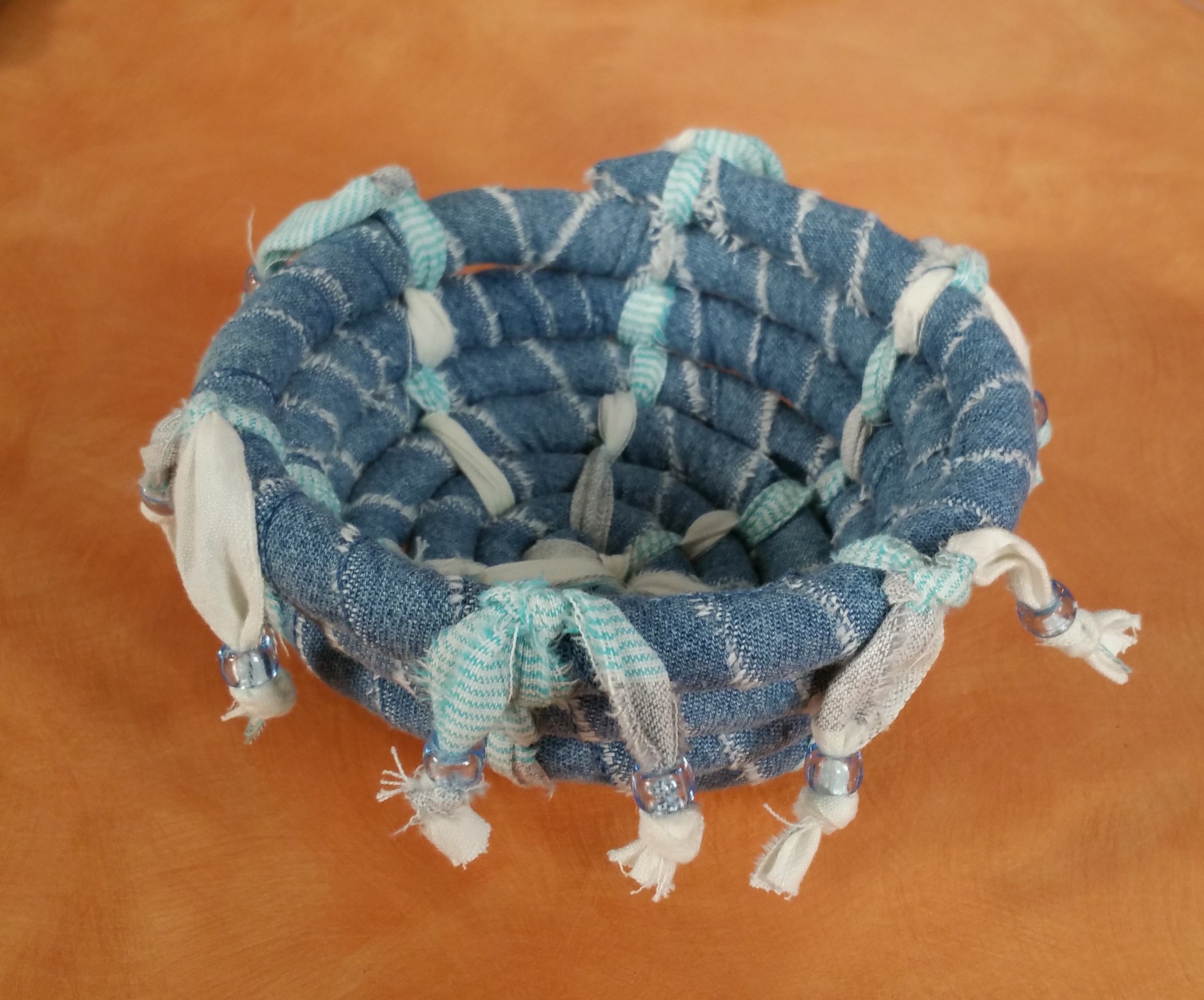 Coil denim baskets with Jenny Barnett-Rohrs on Hands On Crafts for Kids.
